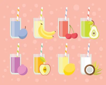 Fresh juices set in flat style Stock Illustration