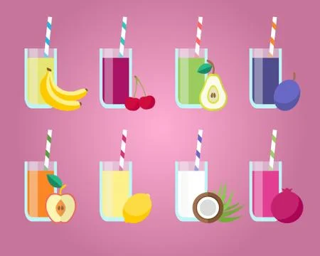 Fresh juices set Stock Illustration
