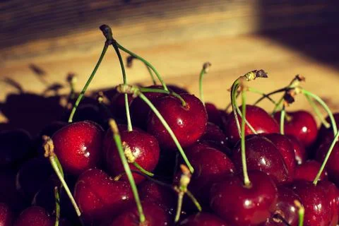 Fresh juicy cherry on the table Stock Photos