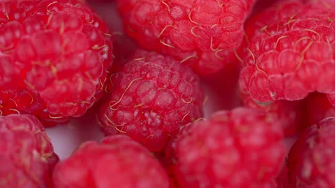 Fresh, juicy raspberry background, ripe. Diet, dieting. Stock Footage 157518252