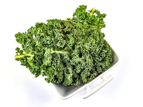 Fresh kale leaf salad on the table. Flat lay  Foto stock