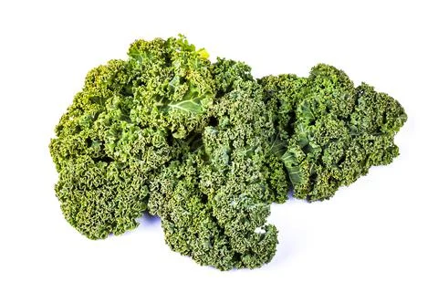 Fresh kale leaf salad on the table. Flat lay  Stock Photos