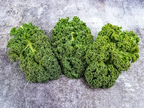 Fresh kale leaf salad on the table. Flat lay  Stock Photos