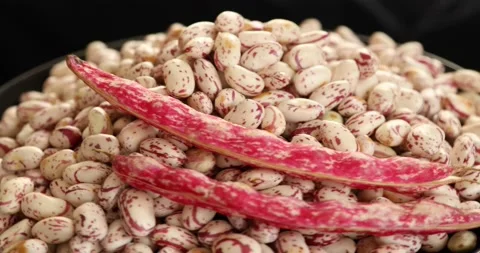 Fresh kidney bean rotating at black background 8 Stock Footage 140402448