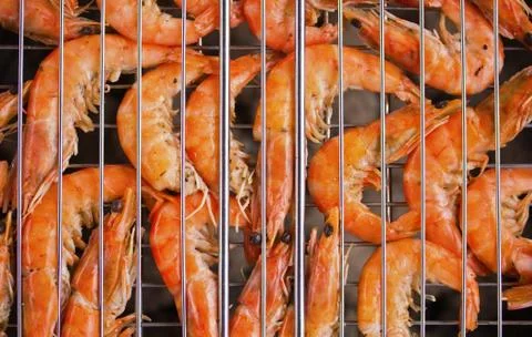 Fresh king prawns Stock Photos