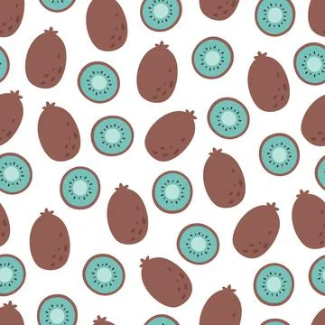 Fresh kiwi seamless pattern. Exotic and tropical fruit seamless pattern. Illustrazione stock