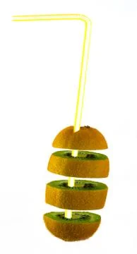 Fresh kiwi with straw Illustration