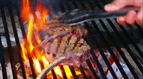 Fresh lamb chops, grilled over charcoal. Stock Footage 45764985