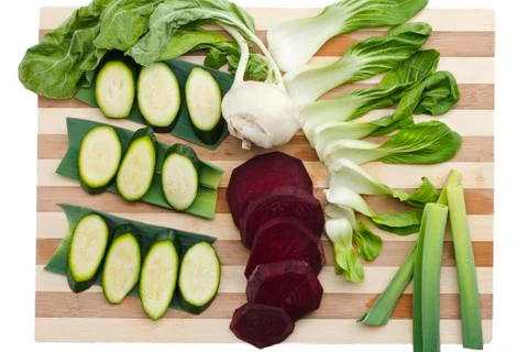 Fresh leafy and root vegetables Stock Photos
