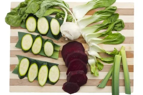 Fresh leafy and root vegetables Stock Photos