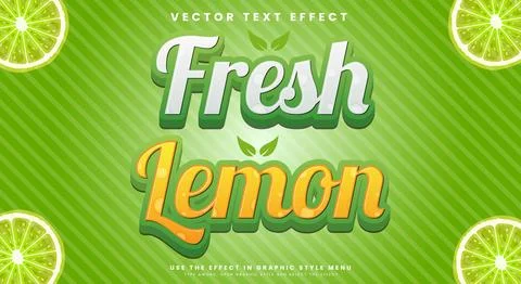 Fresh Lemon 3d editable text effect template Stock Illustration