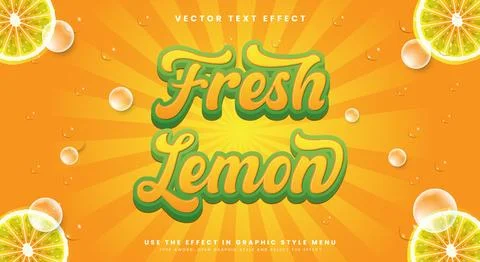 Fresh Lemon 3d editable text effect template Stock Illustration