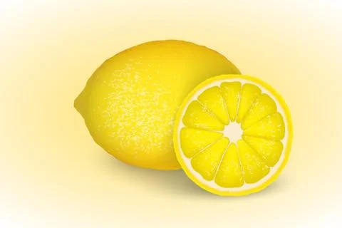 Fresh lemon and lemon slice. Stock Illustration