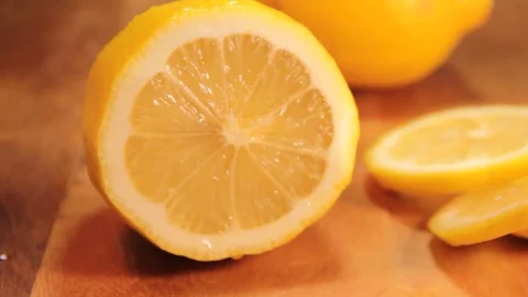 Fresh lemon cut Stock Footage 76985041