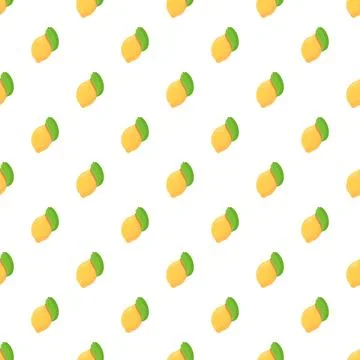 Fresh lemon fruit and leaf pattern repeating Illustrazione stock