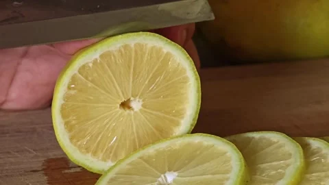 Fresh lemon fruit, cut the pulp. Stock Footage 309023104