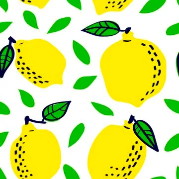 Fresh lemon fruit seamless pattern, abstract repeated background. Citrus desi Stock Illustration