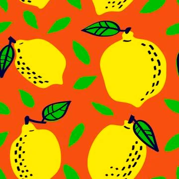 Fresh lemon fruit seamless pattern, abstract repeated background. Citrus desi Stock Illustration