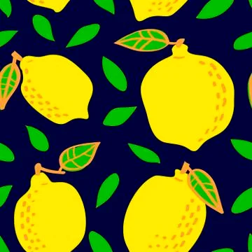 Fresh lemon fruit seamless pattern, abstract repeated background. Citrus desi Stock Illustration