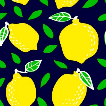 Fresh lemon fruit seamless pattern, abstract repeated background. Citrus desi Stock Illustration