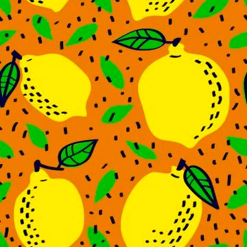 Fresh lemon fruit seamless pattern, abstract repeated background. Citrus desi Stock Illustration