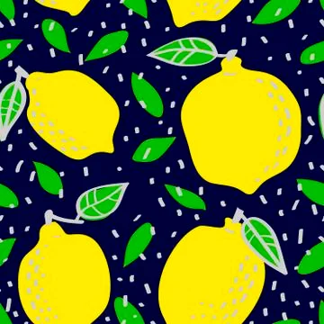 Fresh lemon fruit seamless pattern, abstract repeated background. Citrus desi Stock Illustration