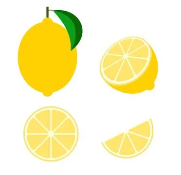 Fresh lemon fruit vector isolated set on white background - Vector illustration Stock Illustration