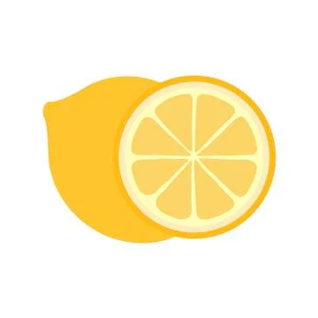 Fresh lemon fruit on white background. Vector illustration in trendy flat style Stock Illustration