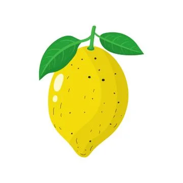 Fresh lemon isolated on white background. Organic fruit. Cartoon style. Vector. Stock Illustration