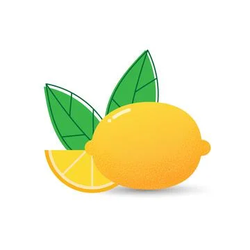 Fresh lemon with leaf. 库存插图