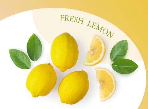 Fresh lemon with leaf on pattern colour Stock Photos