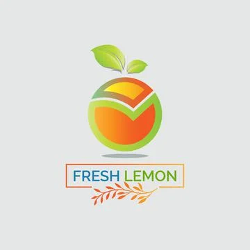 Fresh lemon lime fruit modern logo template design Stock Illustration