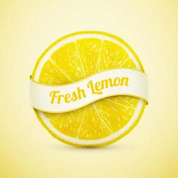Fresh lemon with ribbon Illustrazione stock