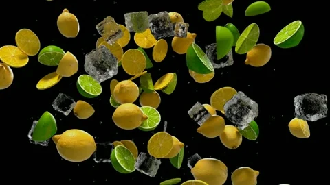 Fresh Lemon splash isolated On black background Stock video footage Video stock 277109092