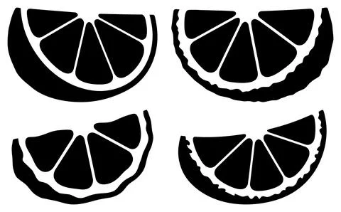 Fresh lemon wedge silhouette vector illustration bundle on white background Stock Illustration