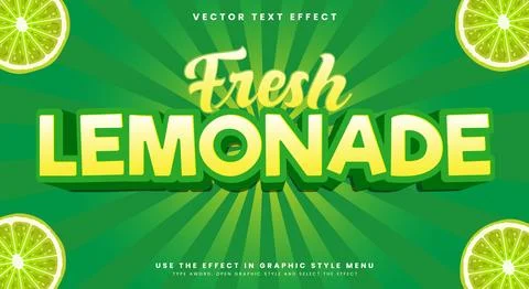 Fresh Lemonade 3d editable text effect Template Stock Illustration
