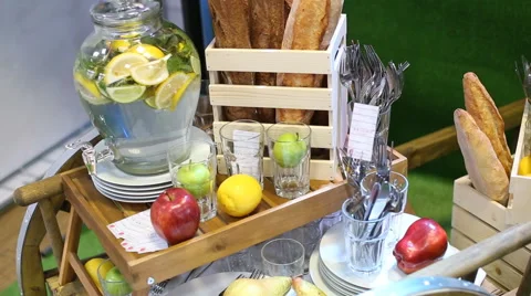 Fresh lemonade with fruit in sunny kitchen Stock Footage 61034735