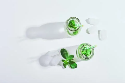 Fresh lemonade with mint in glasses 库存照片