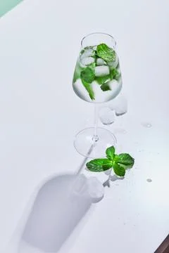Fresh lemonade with mint in glasses Stock Photos