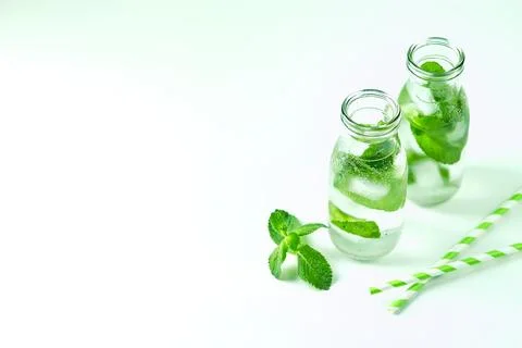 Fresh lemonade with mint in glasses Stock Photos