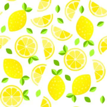 Fresh lemons background. Hand drawn overlapping backdrop. Colorful wallpaper Stock Illustration