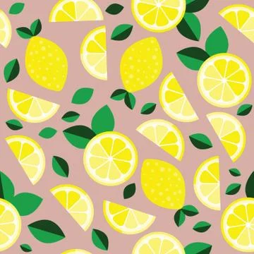 Fresh lemons background. Hand drawn overlapping backdrop. Colorful wallpaper Stock Illustration