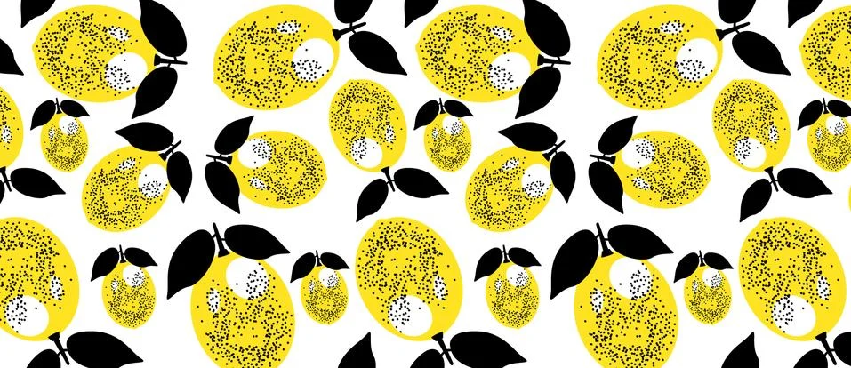 Fresh lemons background. pattern with citrus fruits collection. Decorative il Illustrazione stock
