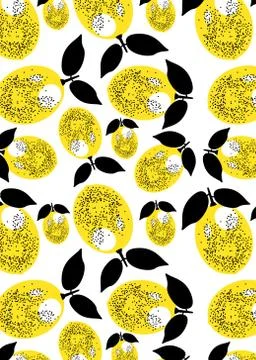 Fresh lemons background. pattern with citrus fruits collection. Decorative il Stock Illustration