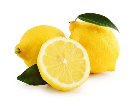 Fresh lemons with cut Stock Photos