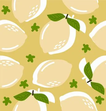 Fresh lemons flat background seamless pattern Stock Illustration