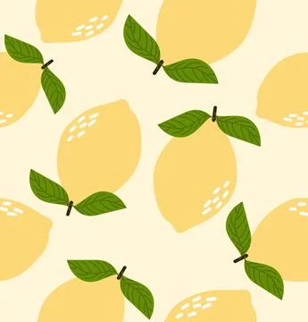 Fresh lemons flat seamless pattern Stock Illustration