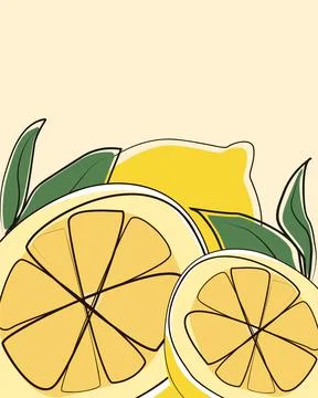 Fresh lemons isolated on yellow background. Vegetarian concept. Vector Stock Illustration
