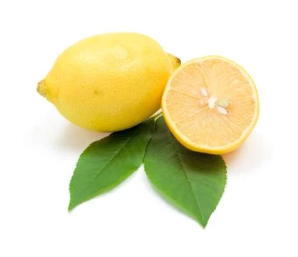 Fresh lemons with leaves Stock Photos