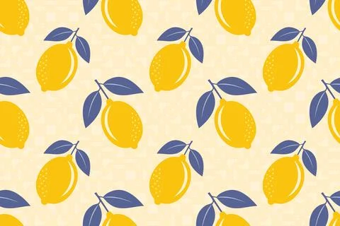 Fresh Lemons with Leaves Seamless Vector Pattern on Light Abstract Background Illustrazione stock